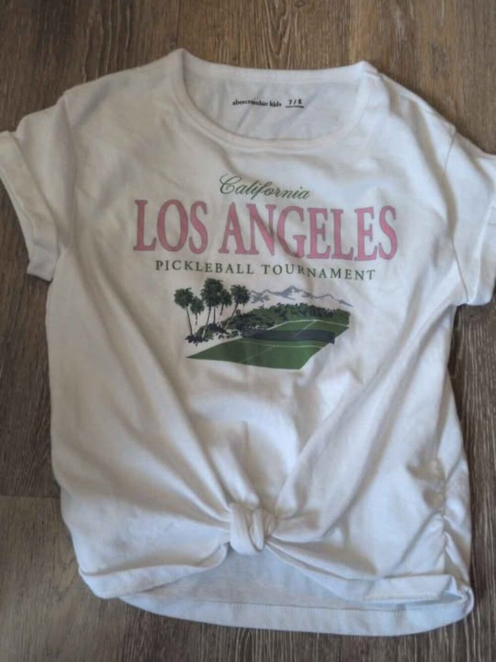 Abercrombie Kids Los Angeles Pickleball Graphic T-Shirt Size 7/8 girls